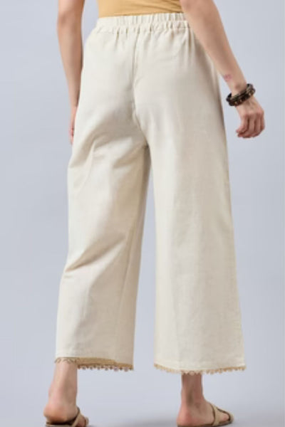 Cotton Palazzo With Skin Lace Detailing