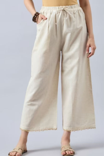 Cotton Palazzo With Skin Lace Detailing