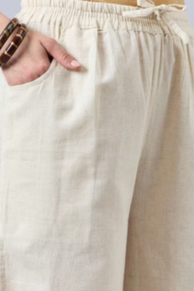 Cotton Palazzo With Wine Lace Detailing