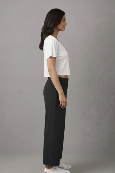 Black Zara Rib Palazzo
