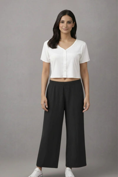 Black Zara Rib Palazzo