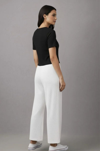 White Zara Rib Palazzo