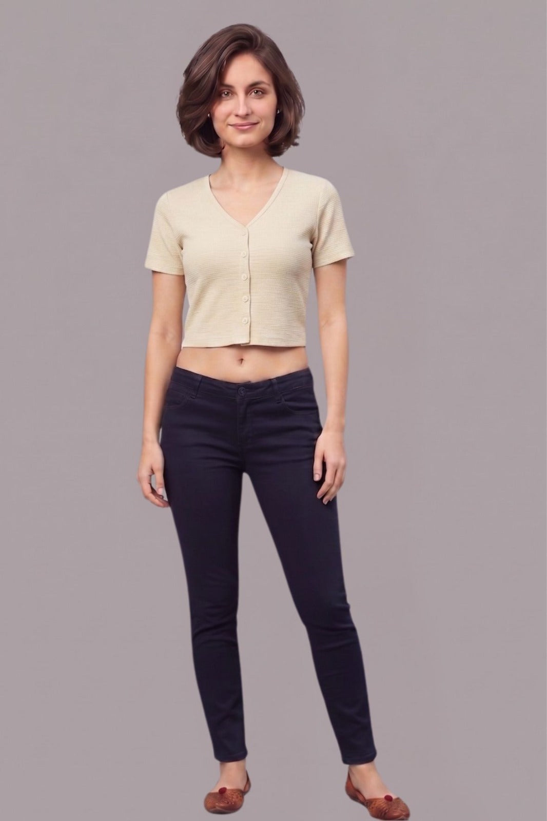 Cream Fukuro Crop Top for Women