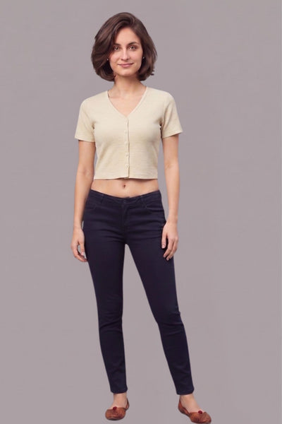 Cream Fukuro Crop Top for Women