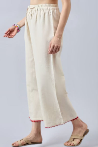 Cotton Palazzo With Red Lace Detailing