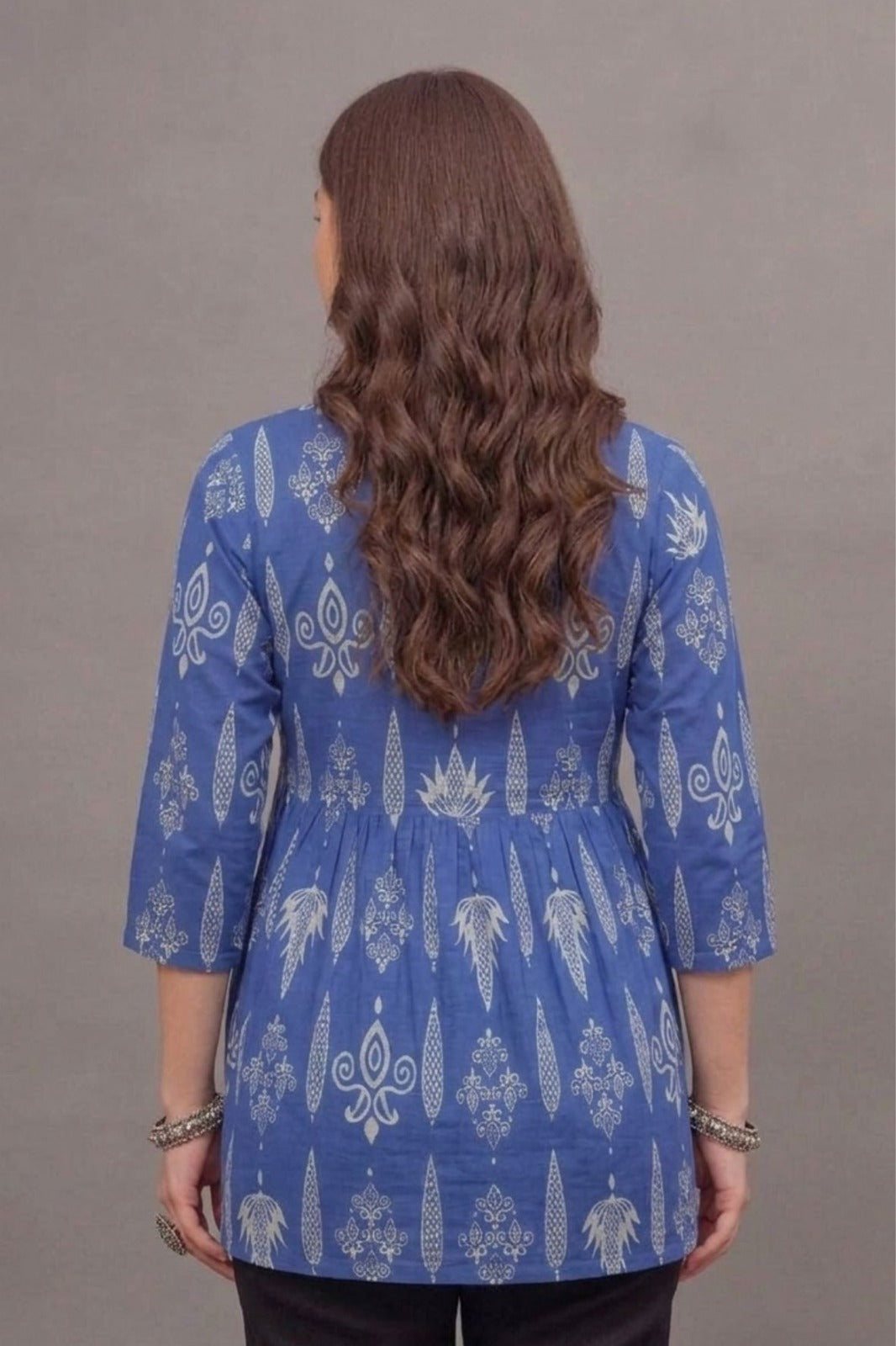 Cotton Indigo Tribal Printed short kurti