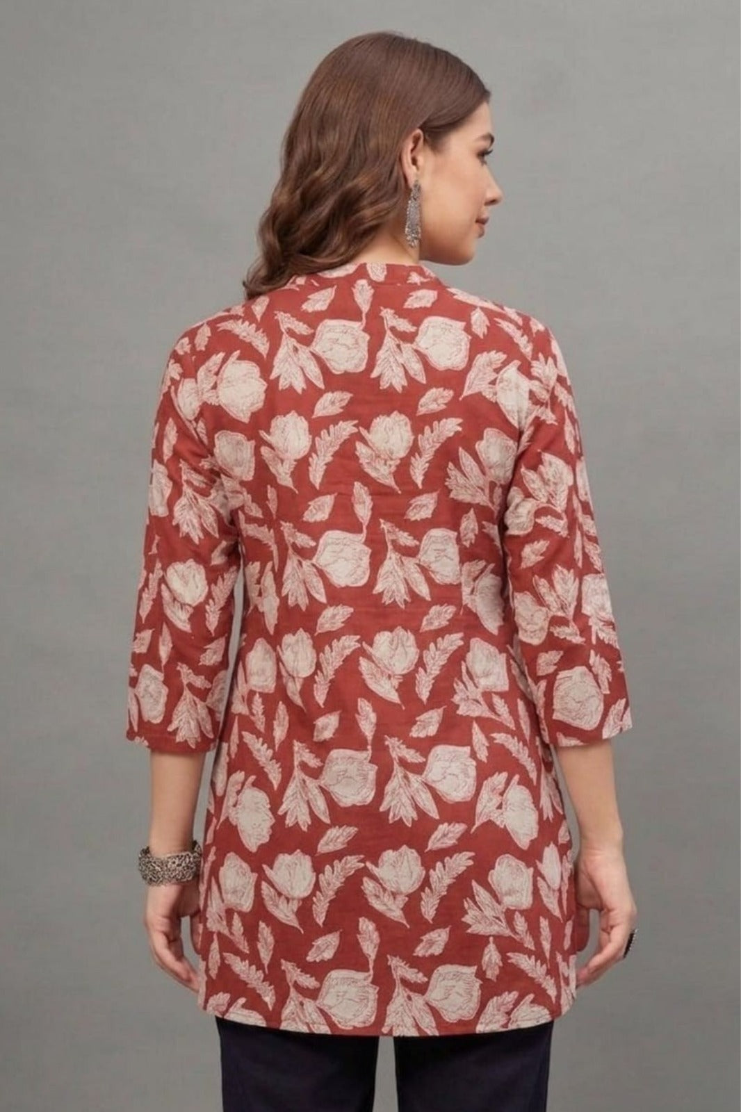 Cotton Red leaf Everyday Printed short kurti