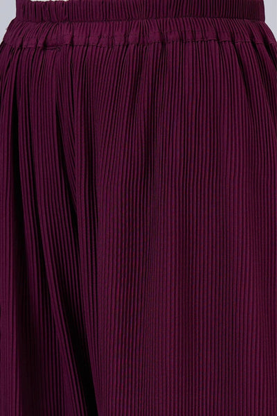 Wine Pleated Chiffon Palazzo
