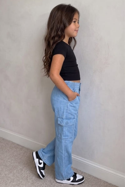 Girls Stone Denim cargo