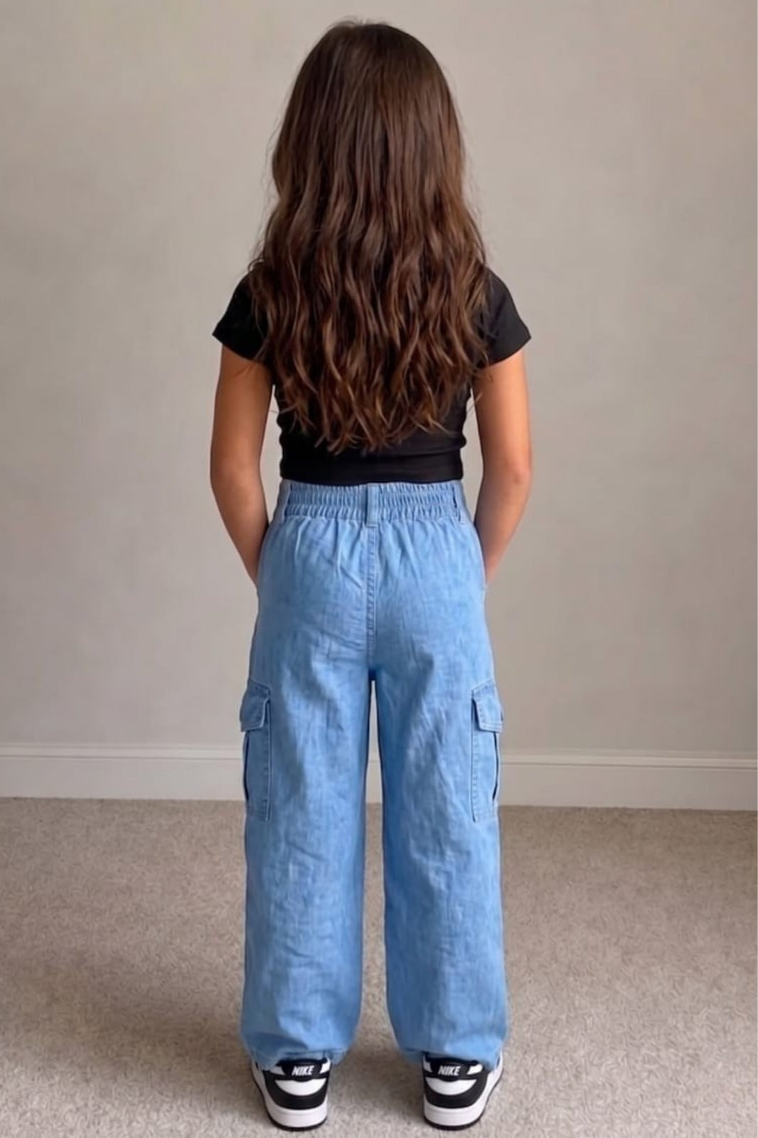 Girls Stone Denim cargo