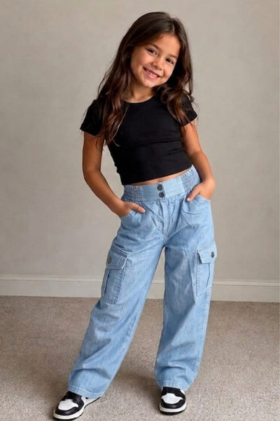 Girls Ice Denim cargo
