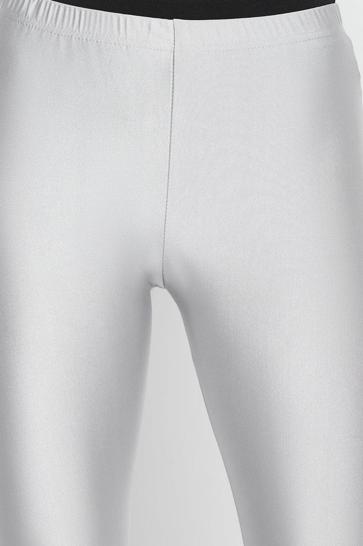Light Grey Metallic Leggings - Chudi Length