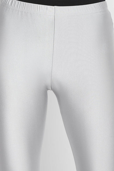 Light Grey Metallic Leggings - Chudi Length