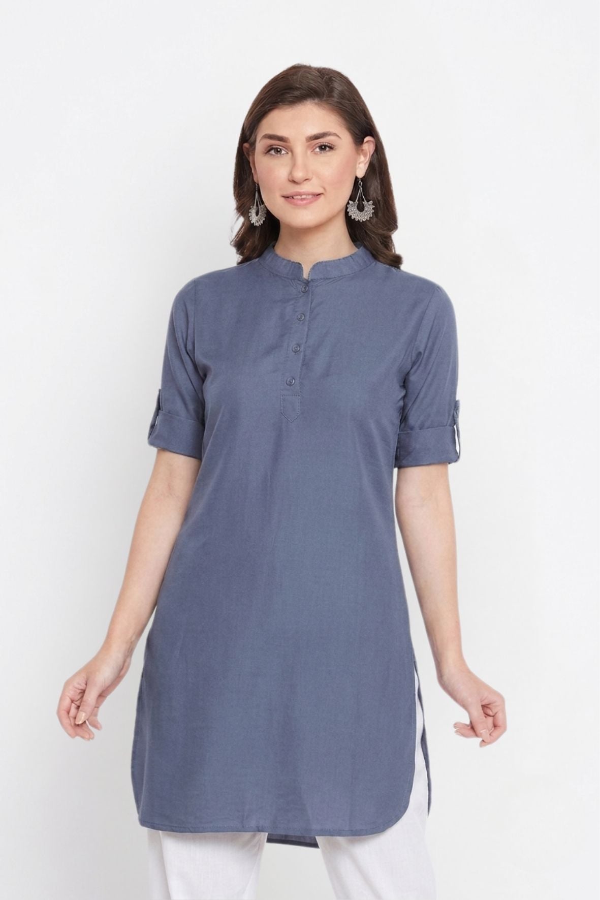 Light Grey Solid Color Kurti