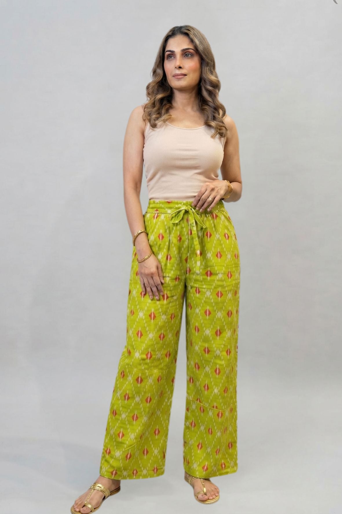 Lime Ikat  Printed Palazzo