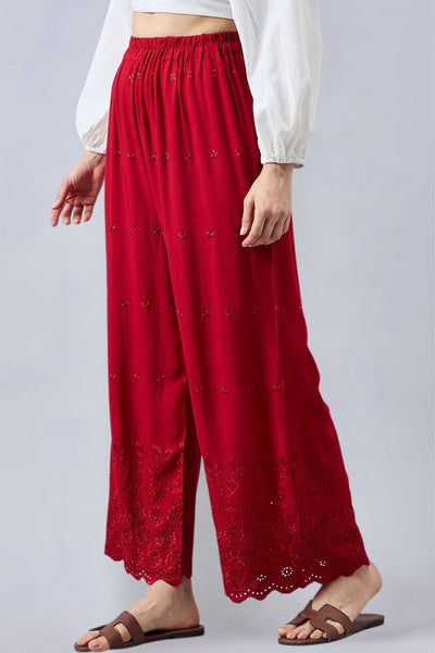 Maroon Chikankari Palazzo