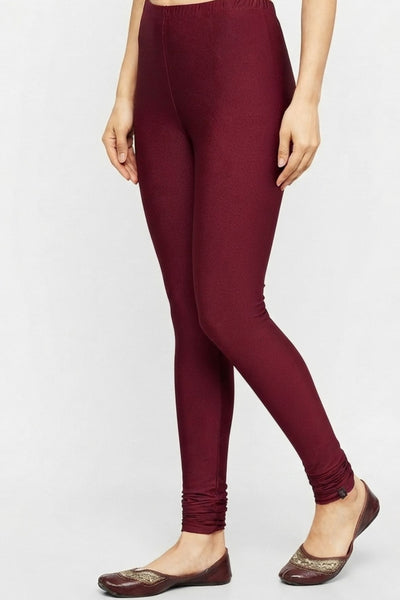 Maroon Metallic Leggings - Chudi Length