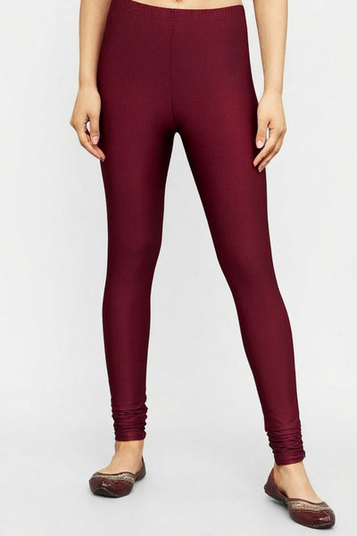 Maroon Metallic Leggings - Chudi Length