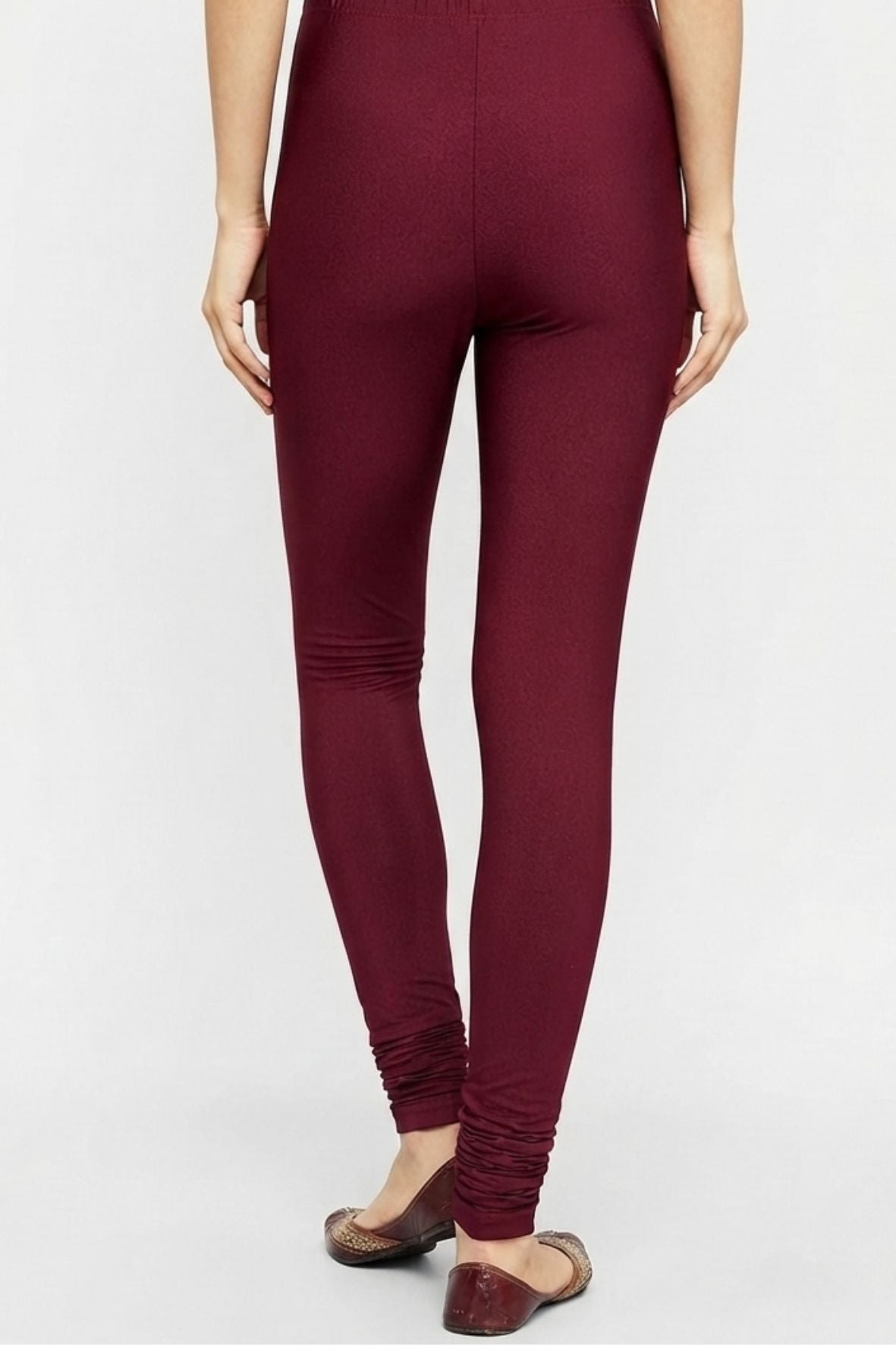 Maroon Metallic Leggings - Chudi Length
