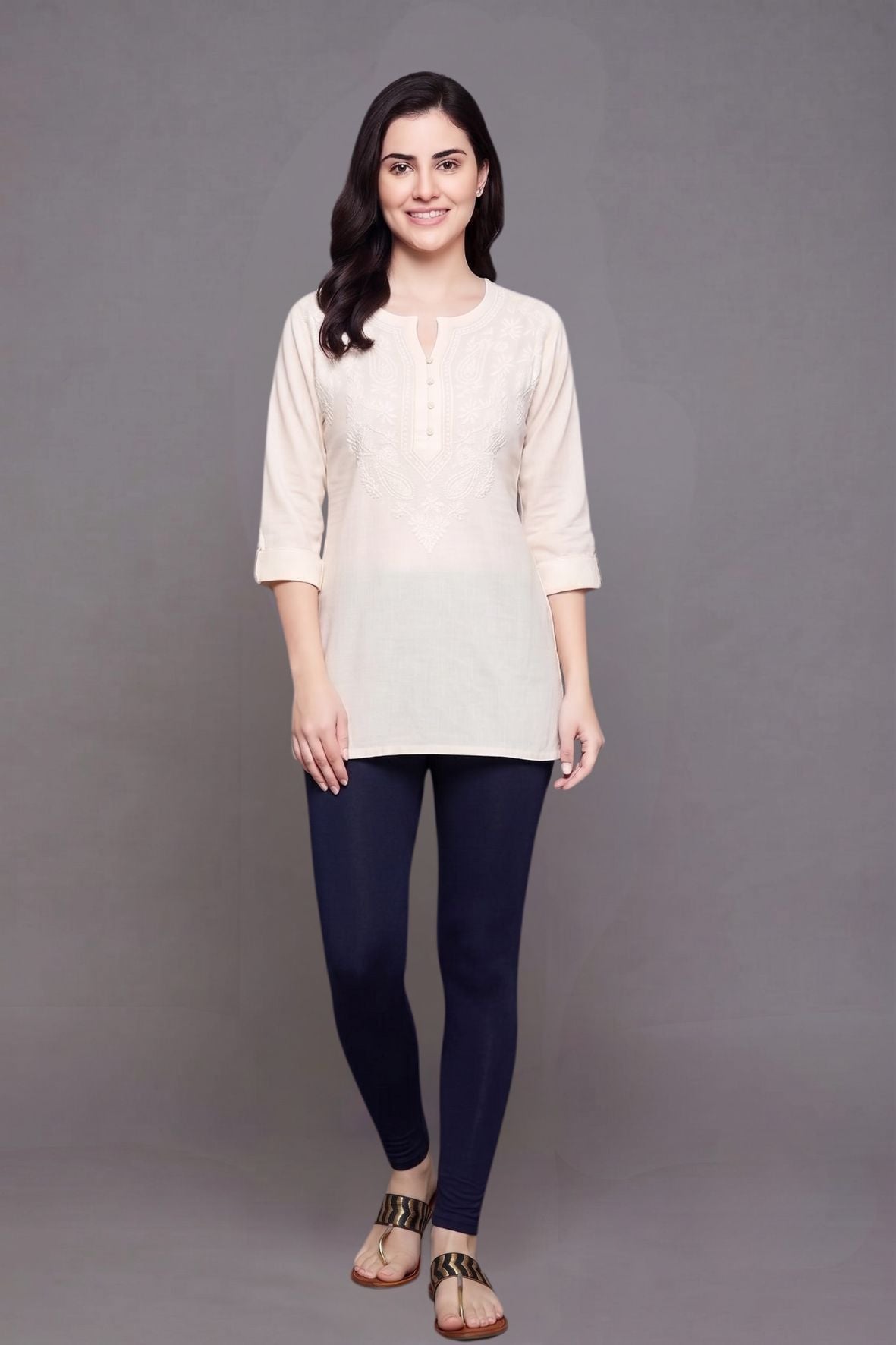 Navy Blue Viscose Ankle Legging