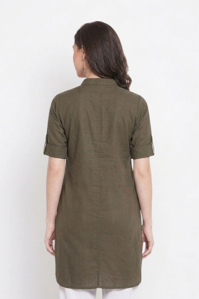 Olive Green Solid Color Kurti