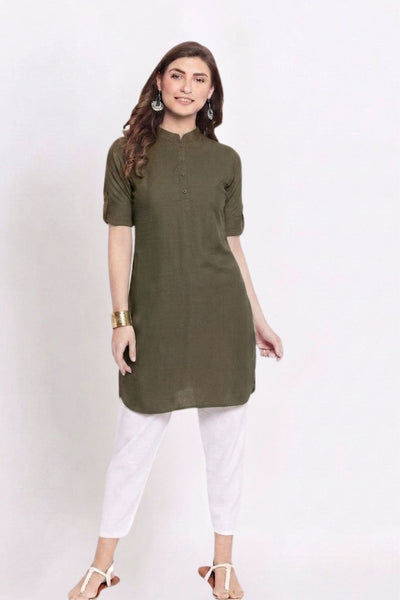 Olive Green Solid Color Kurti
