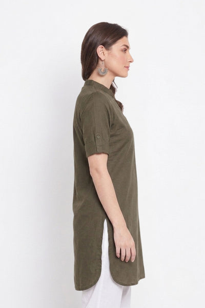 Olive Green Solid Color Kurti