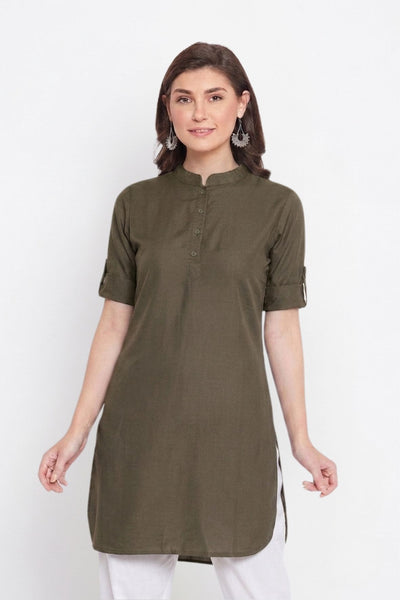 White Solid Color Kurti