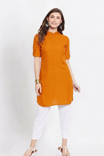 Orange Solid Color Kurti