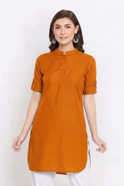 Orange Solid Color Kurti