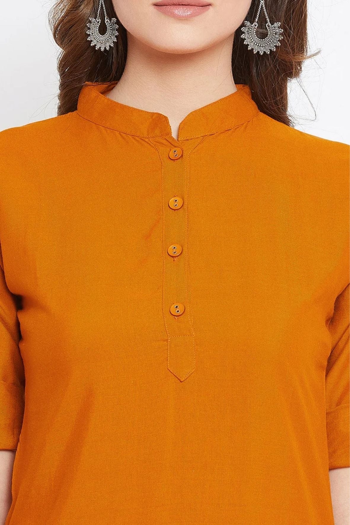 Orange Solid Color Kurti