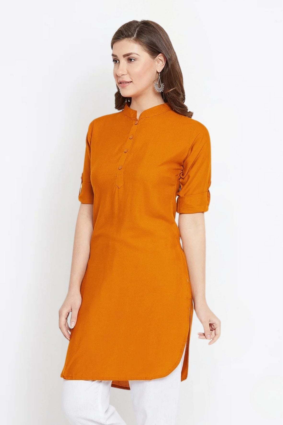 Orange Solid Color Kurti