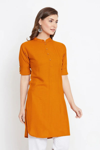 Orange Solid Color Kurti
