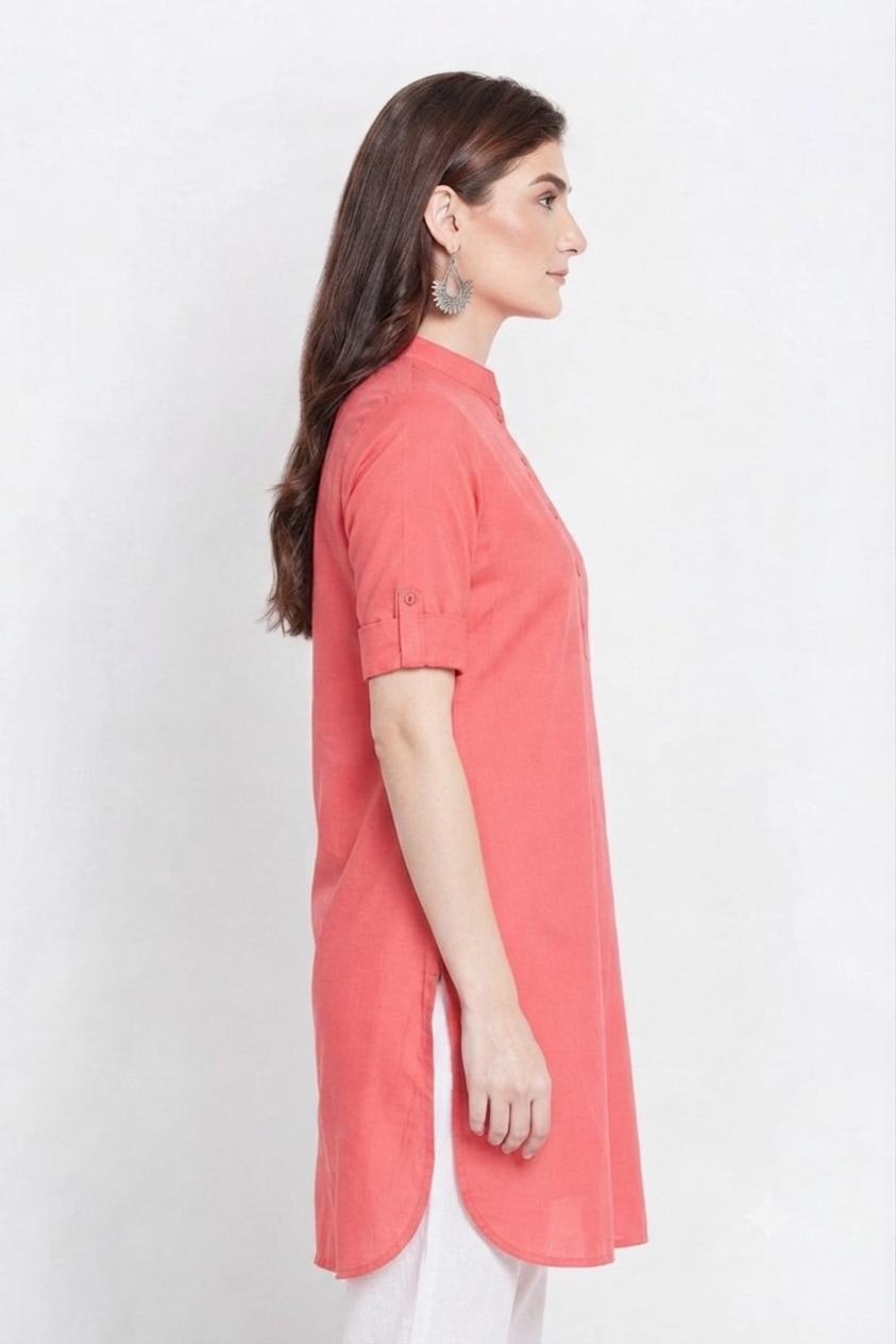 Peach Solid Color Kurti