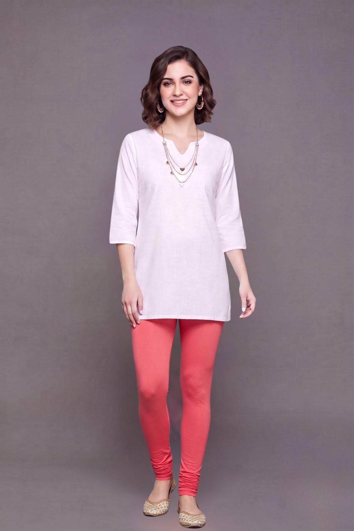 Peach Viscose Chudidar Leggings