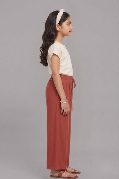 Kids Peach Rayon Palazzo