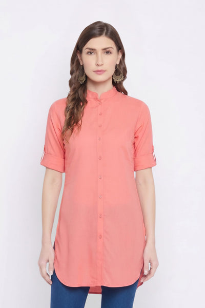 White Solid Coloured Short Kurti - 32" Length