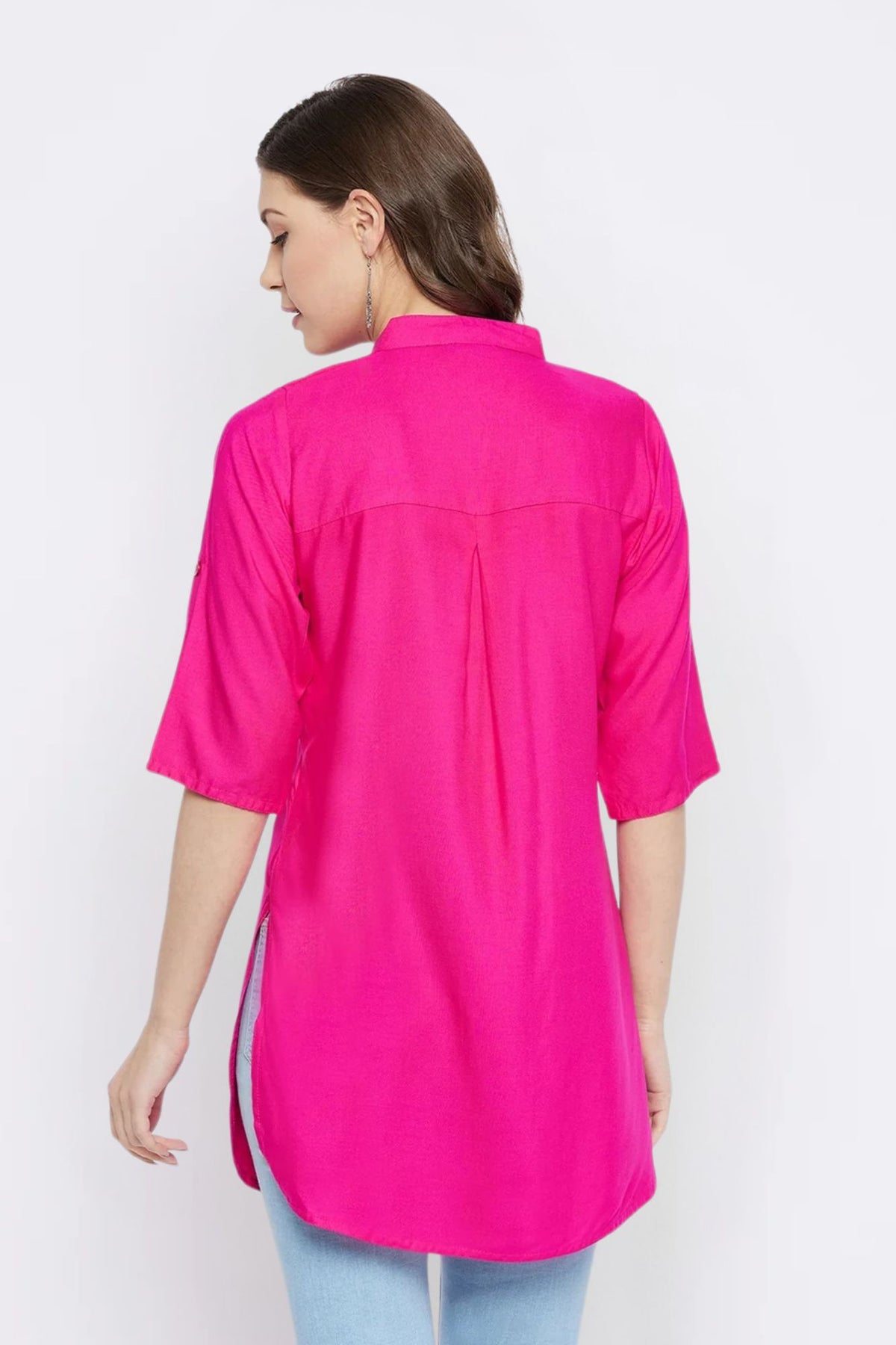 Pink Solid Coloured Short Kurti - 32" Length
