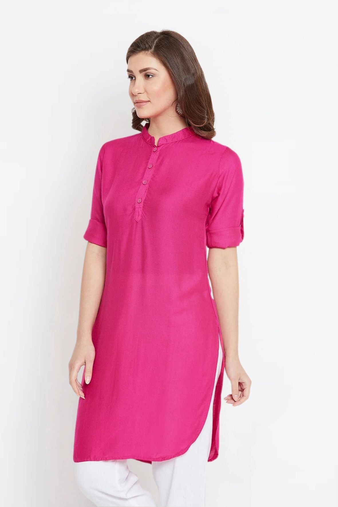 Pink Solid Color Kurti