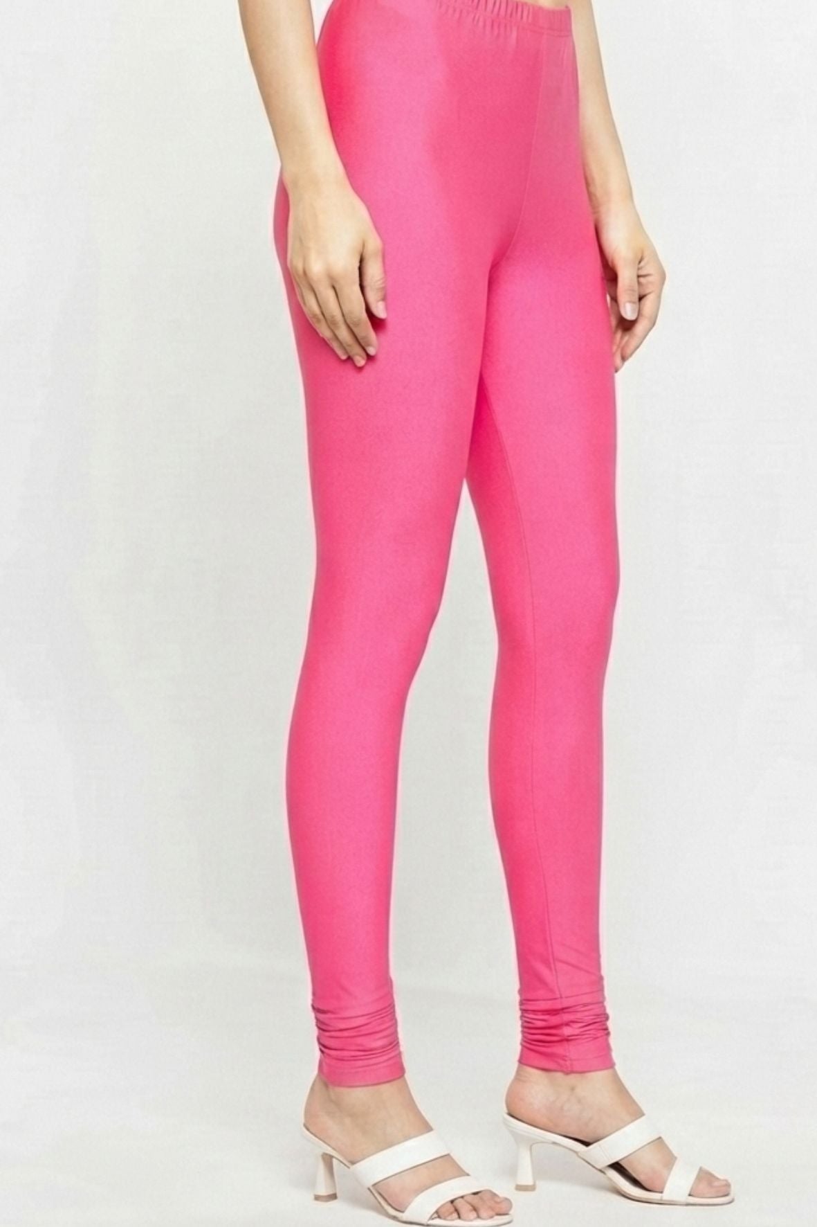 Rani Pink Metallic Leggings - Ankle Length