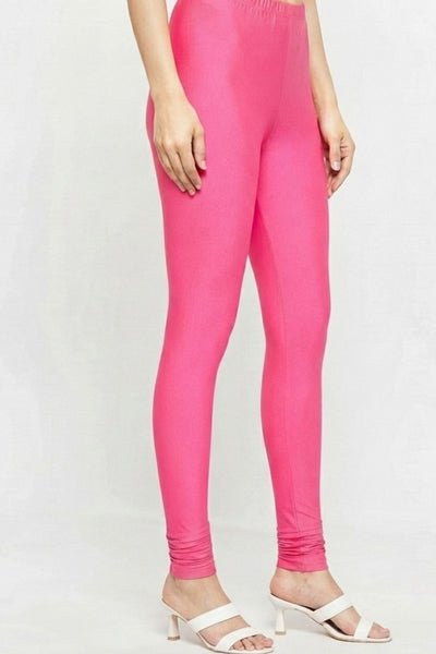 Rani Pink Metallic Leggings - Ankle Length