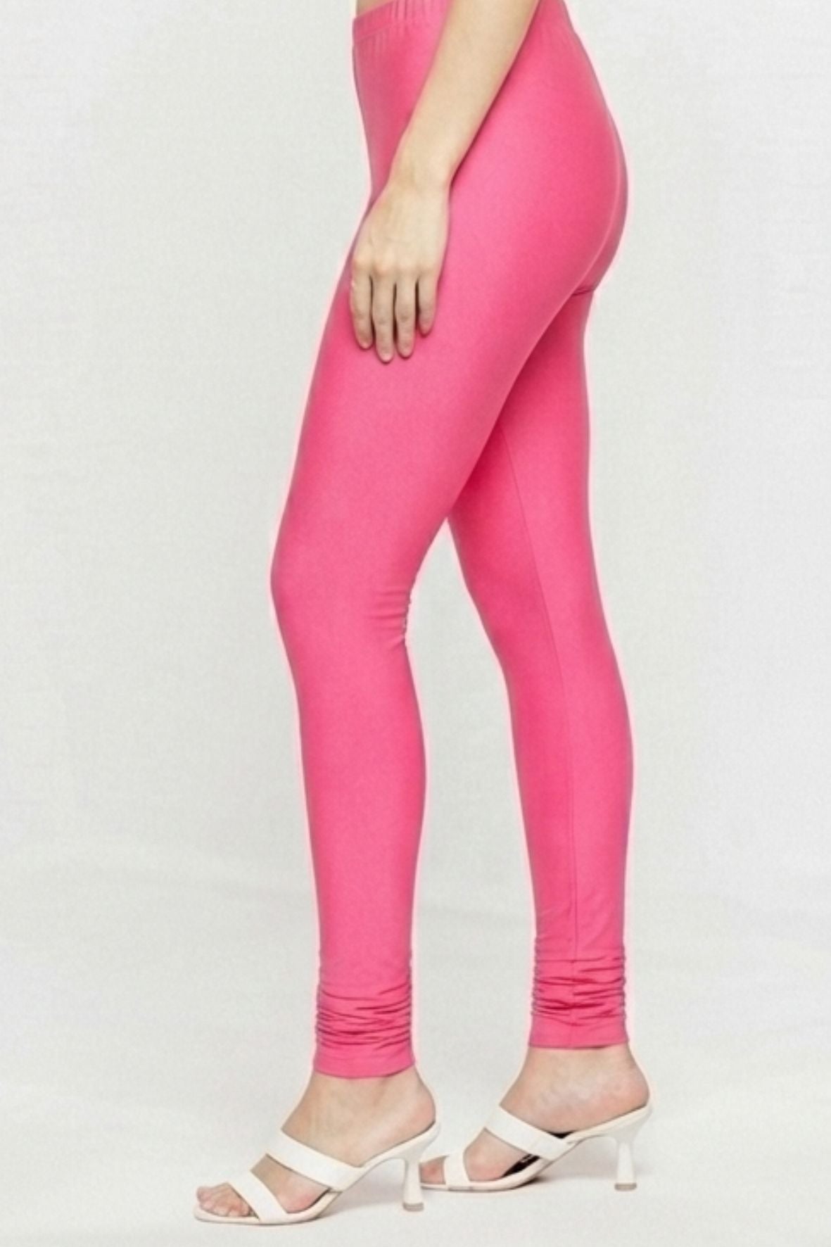 Rani Pink Metallic Leggings - Ankle Length