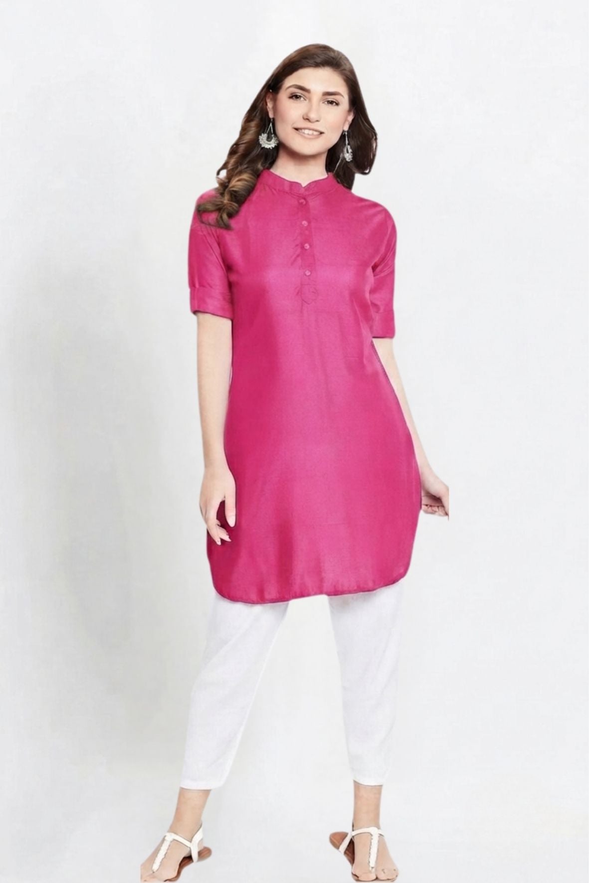 Pink Solid Color Kurti