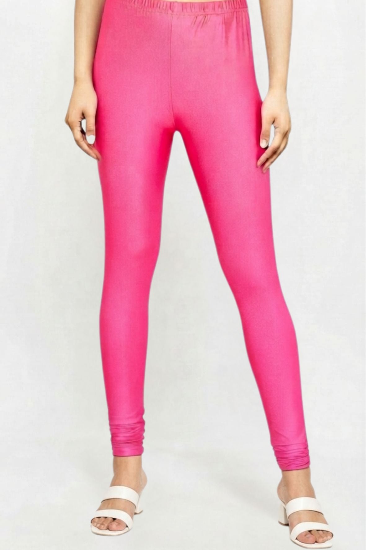 Rani Pink Metallic Leggings - Ankle Length