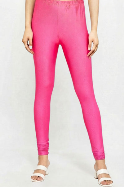 Rani Pink Metallic Leggings - Ankle Length