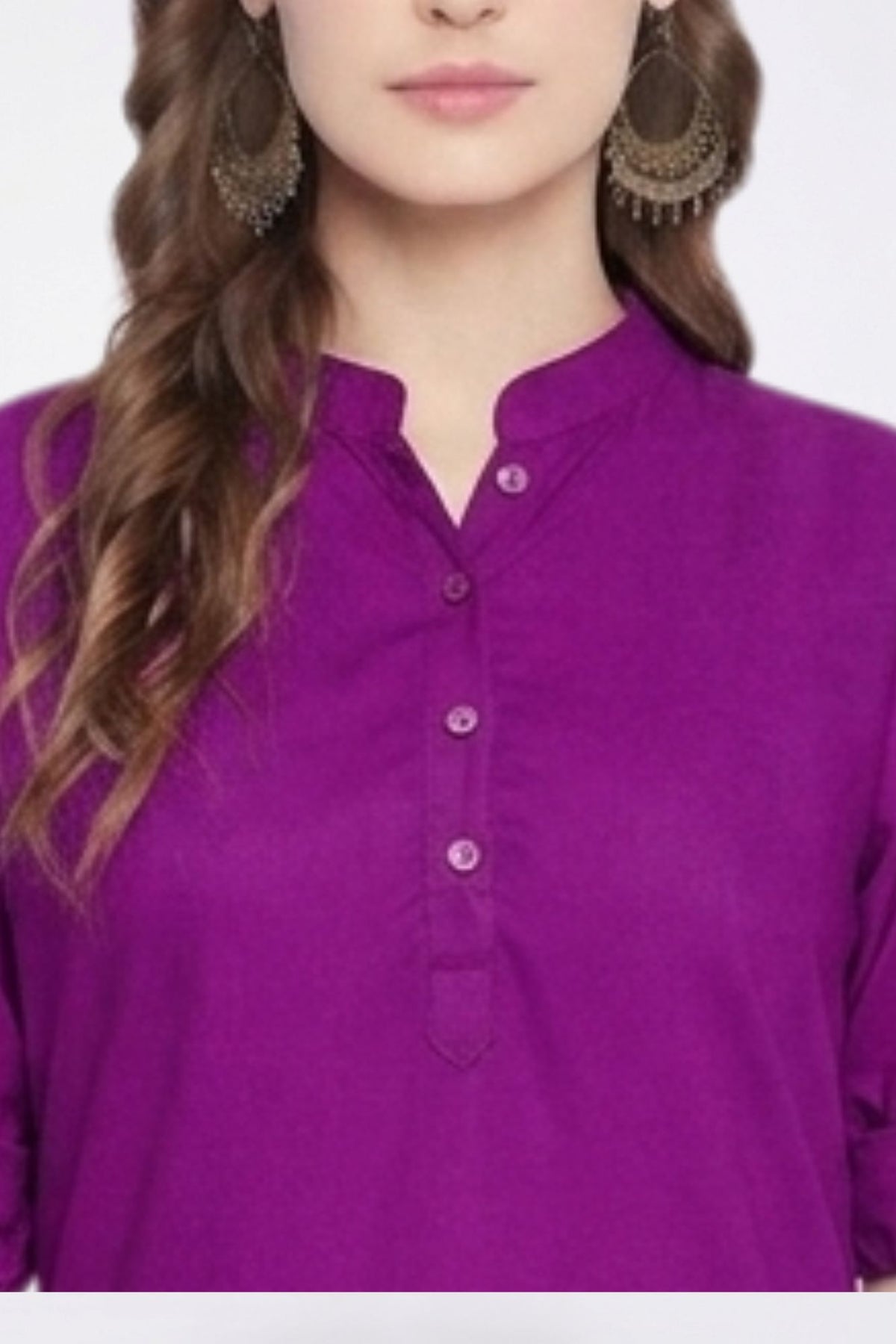 Purple Solid Coloured Short Kurti - 32" Length