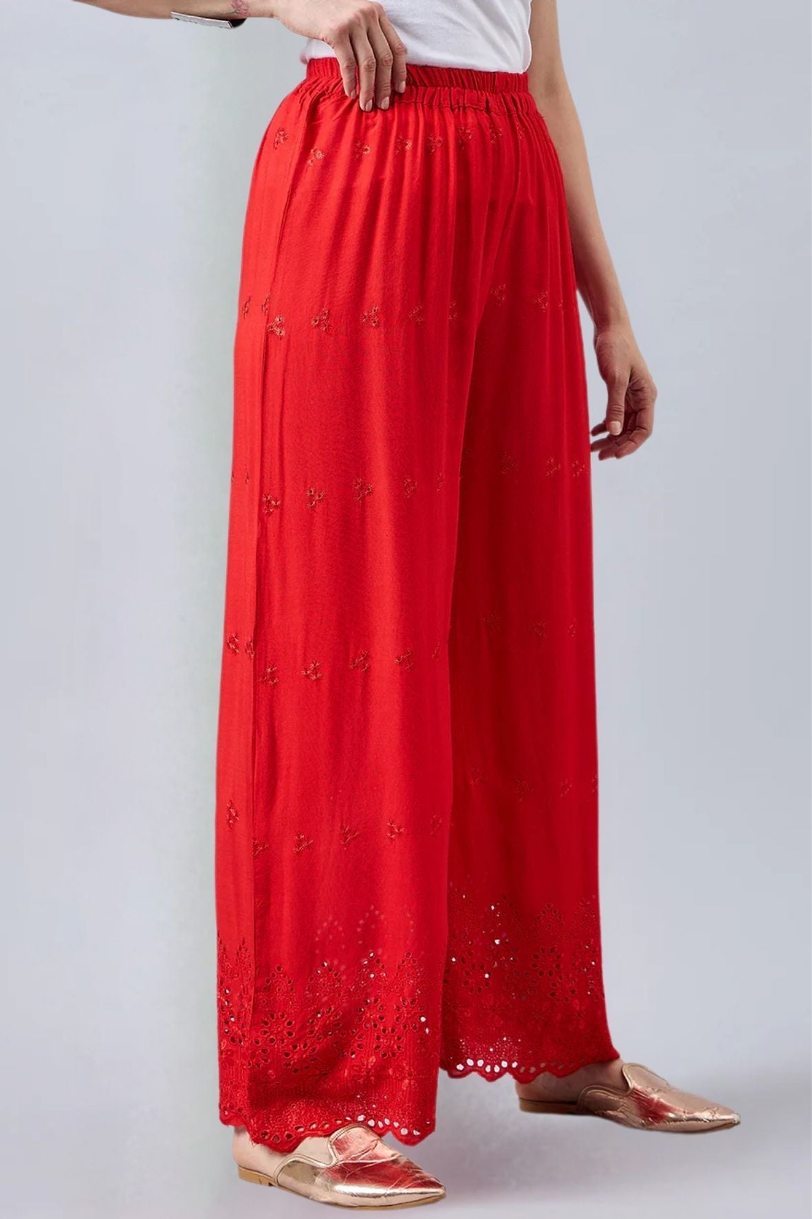 Red Chikankari Palazzo