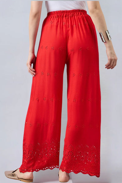 Red Chikankari Palazzo
