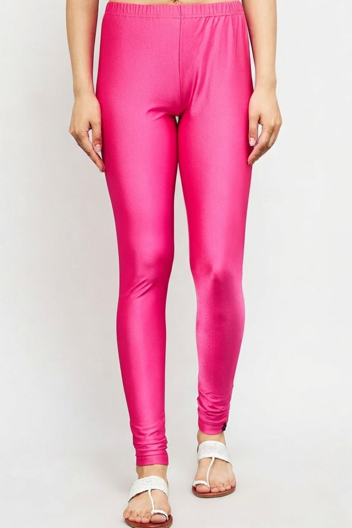 Rani Pink Metallic Leggings - Chudi Length