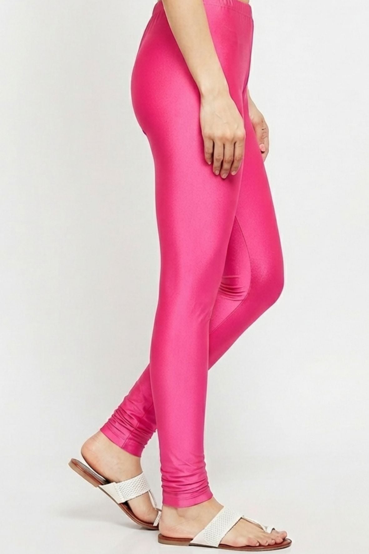 Rani Pink Metallic Leggings - Chudi Length